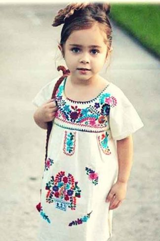 Fino Vestido Artesanal para Niña Blanco D