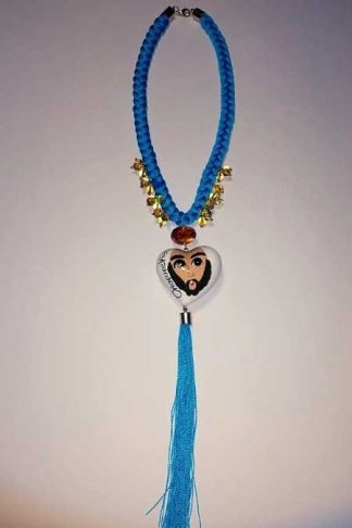 TAPACHULA Un Fino Collar de Trenza Turqueza, de Cerámica con Parachico