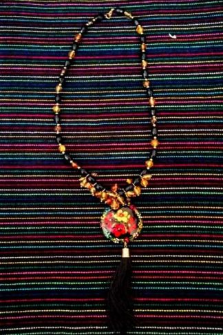 TUXTLA Un Fino Collar de Ámbar Engarzado en Chapa de Oro